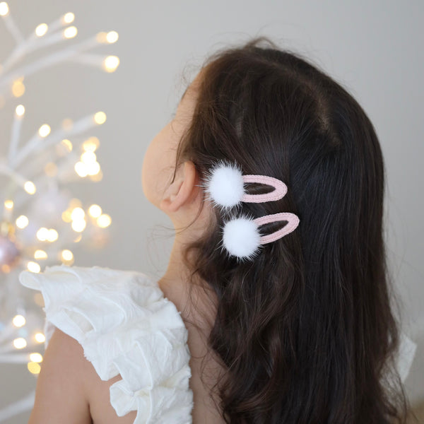 Clip Pigtail // Mink Pompom - Indie Pink