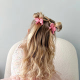 Crochet Ribbon Pigtail Set // Flamingo