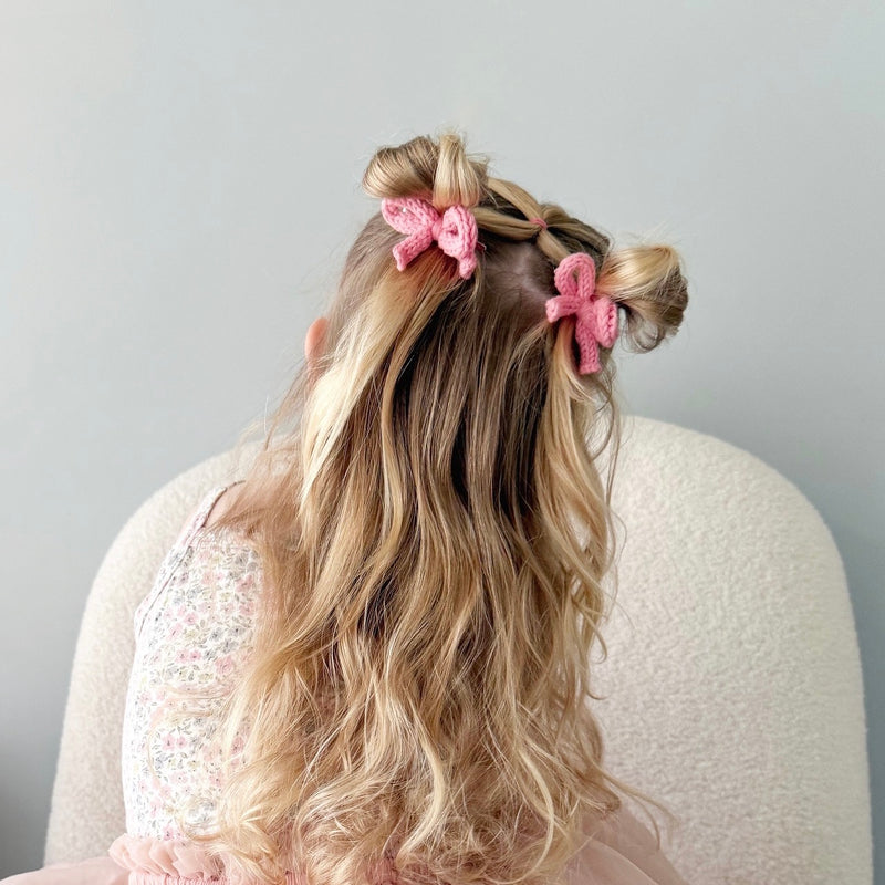 Crochet Ribbon Pigtail Set // Flamingo