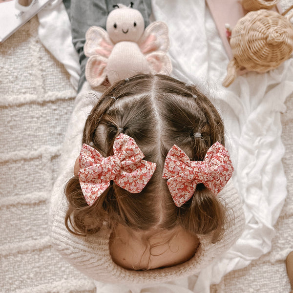 Pinwheel Pigtail Set // Ruby Floral