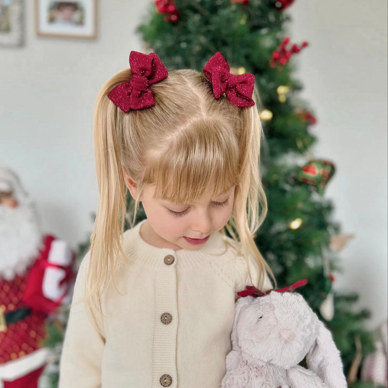 Pinwheel Pigtail Set // Tinsel Red