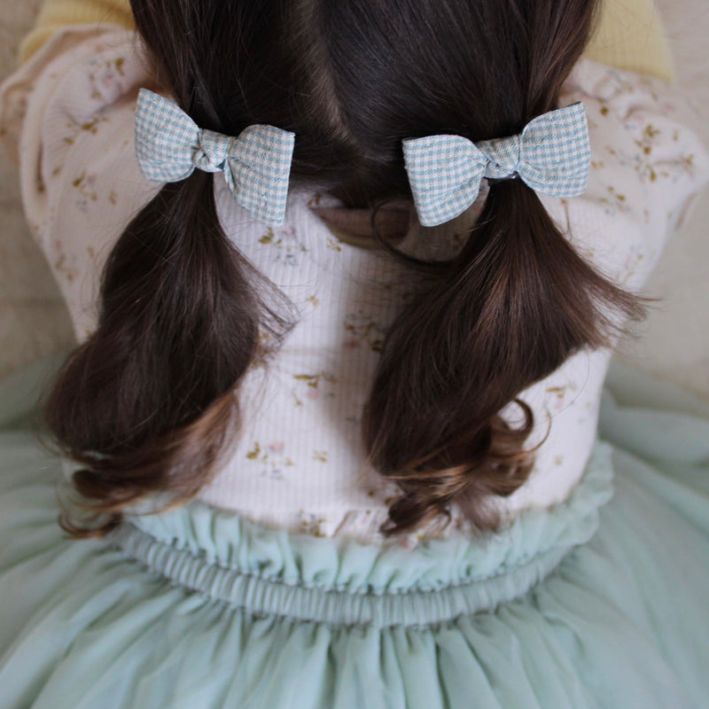 Petite Pigtail Set // Tiny Gingham - Sky