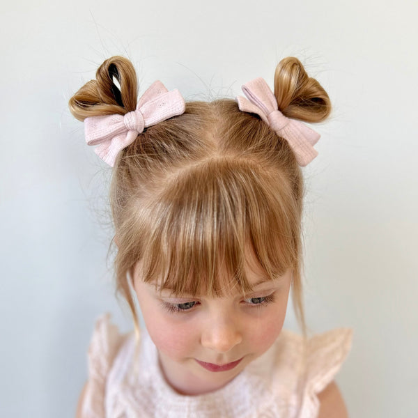 Classic Pigtail Set // Cotton Eyelet - Baby Blush