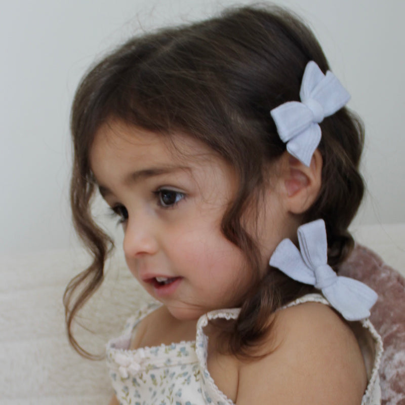 Classic Pigtail Set // Cotton Eyelet - Baby Blue