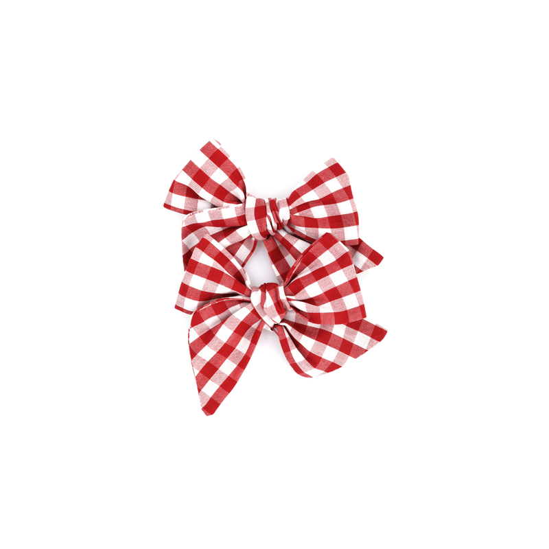 Pinwheel Pigtail Set // Christmas Gingham