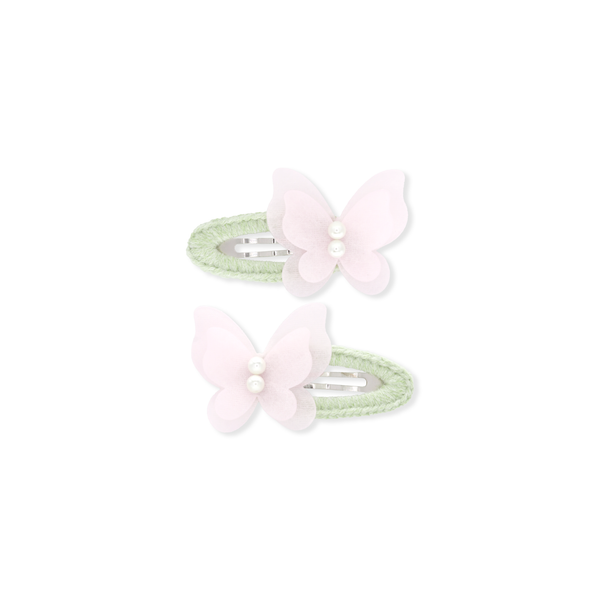 Butterfly Snap Clip // Pistachio - Fairy Pink