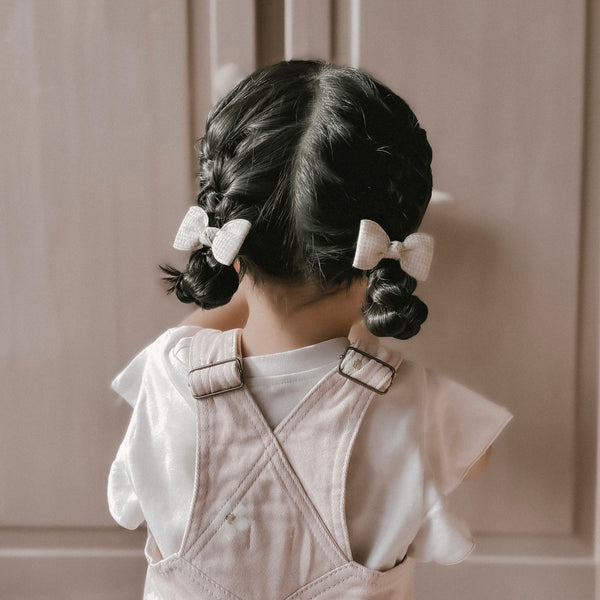 Petite Pigtail Set // Tiny Gingham - Ash