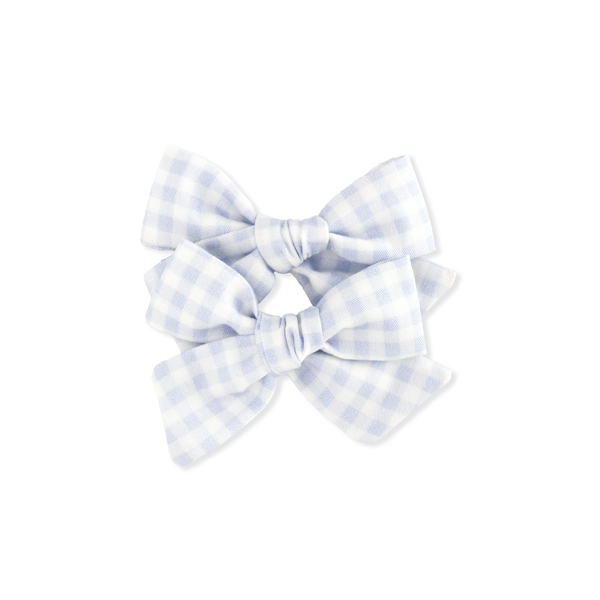 Pinwheel Pigtail Set // Misty Blue Check