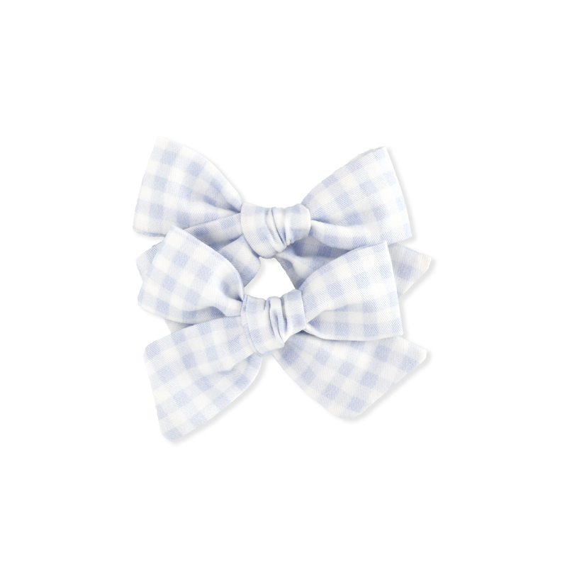 Pinwheel Pigtail Set // Misty Blue Check