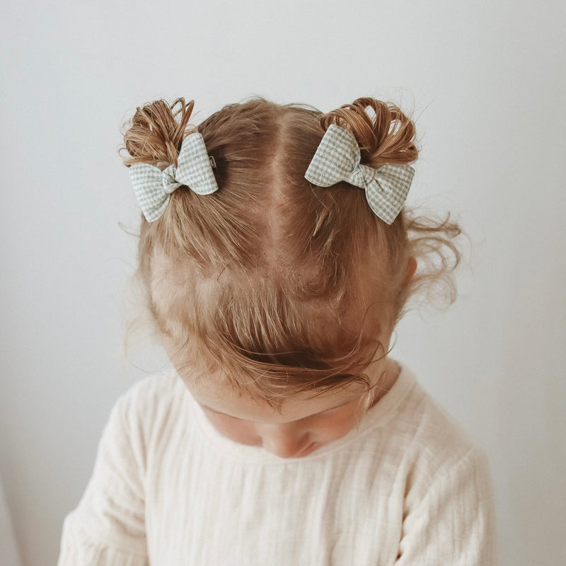 Petite Pigtail Set // Tiny Gingham - Sky