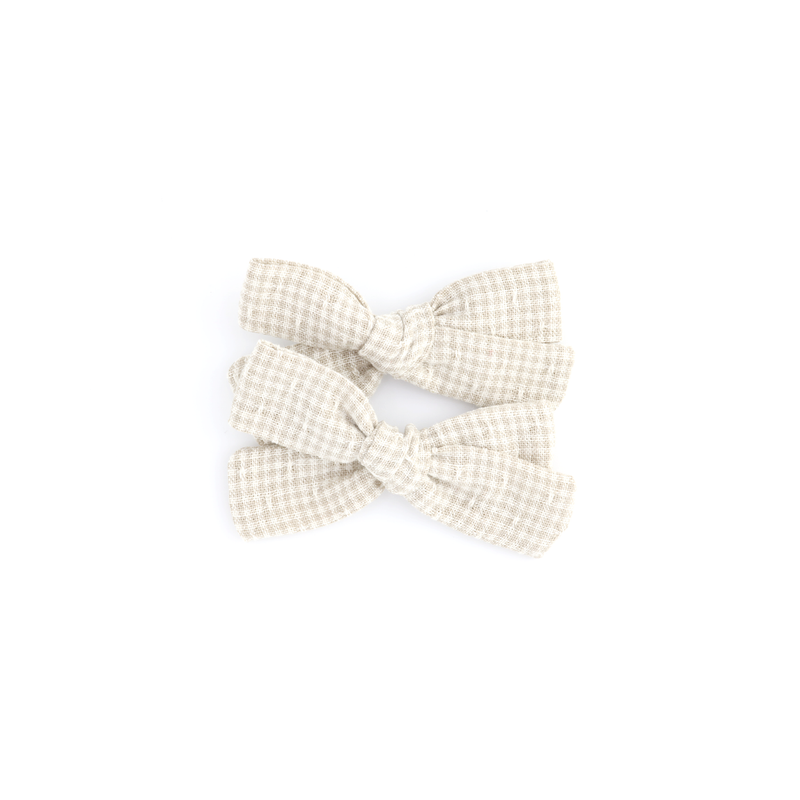 Classic Pigtail Set // Tiny Gingham - Ash