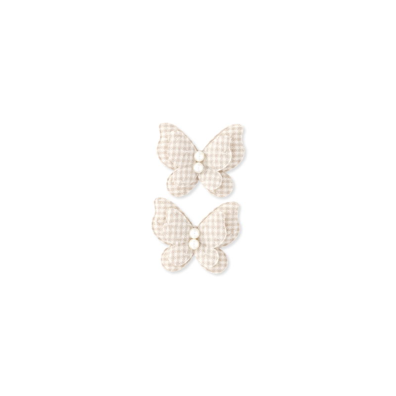 Butterfly Clip Pigtail // Tiny Gingham - Ash