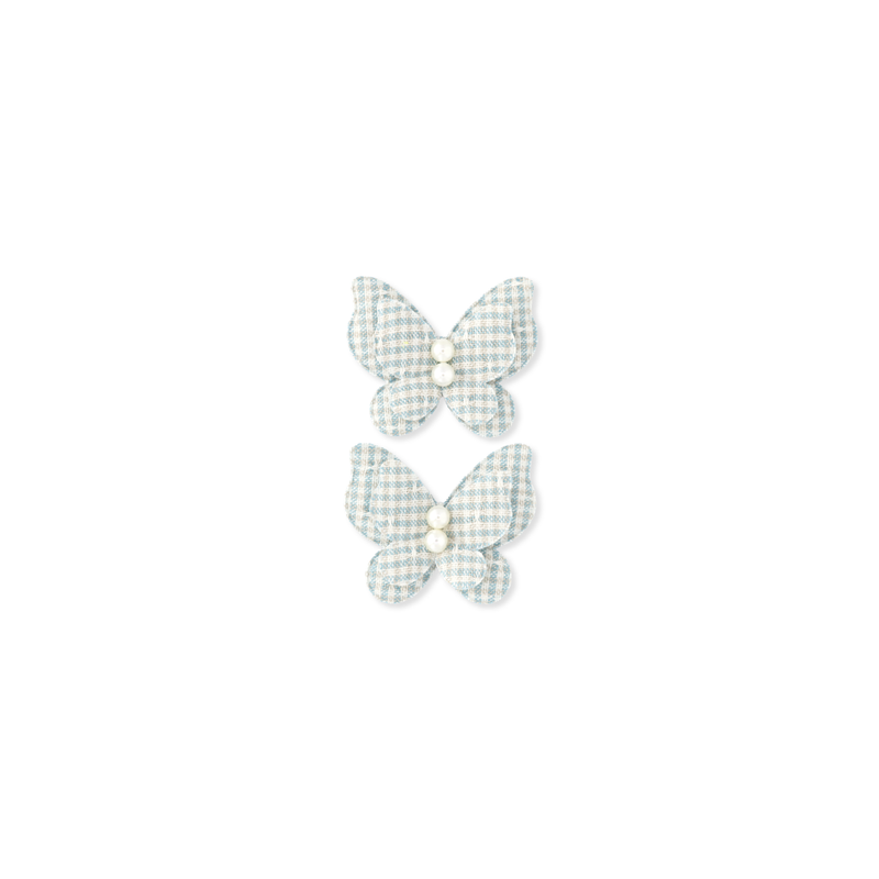 Butterfly Clip Pigtail // Tiny Gingham - Sky