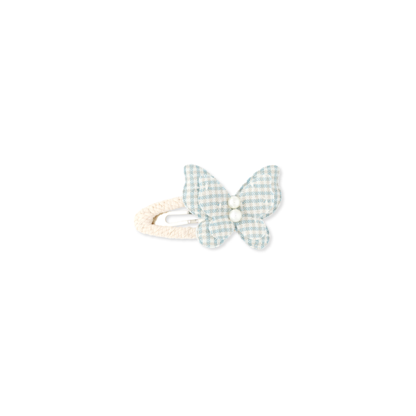 Butterfly Snap Clip // Tiny Gingham - Sky